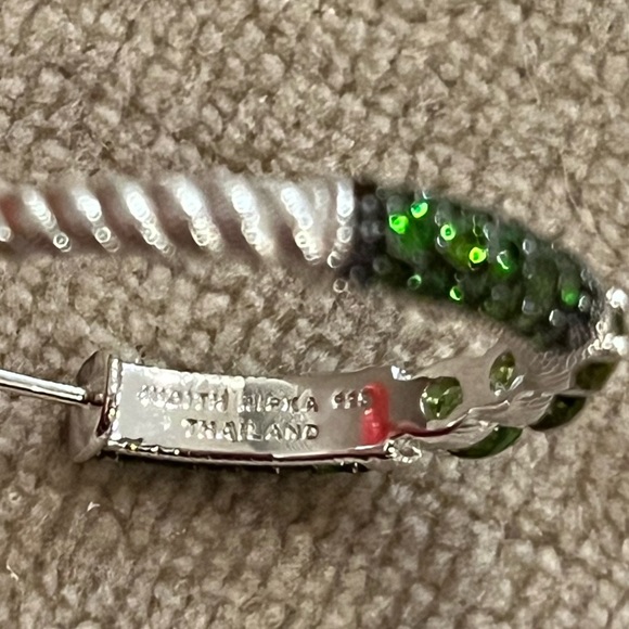 Judith Ripka Sterling Silver Green Chrome Diopside Hoop Pierced Earrings NEW! - Picture 6 of 13